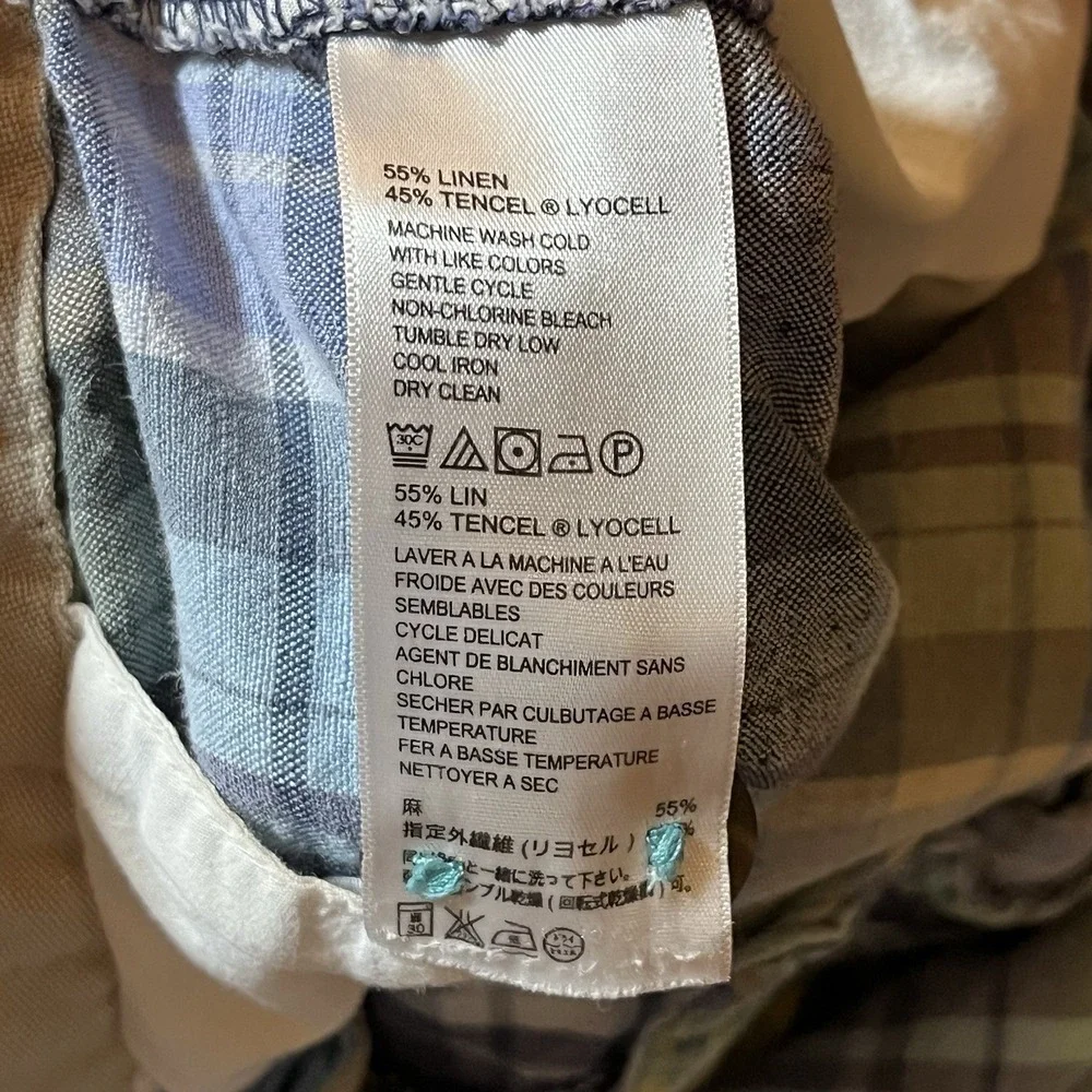Tommy Bahama Shorts Mens 48 Colorblock Plaid Check Linen Tencell Blend Preppy - Picture 5 of 10
